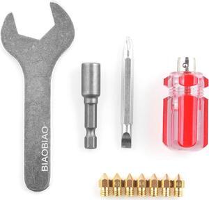BIAOBIAO 3D Printer MK8 Nozzles CR-10 Nozzle + 4 DIY Tools for 3D Printer Nozzle Change Replacement, Welcome to consult