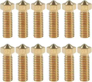 12PCS V6 Brass Nozzle Kit 0.2mm 0.4mm 0.6mm 0.8mm Extra Extruder Nozzles 0.4mm M6 1.75mm Filament for 3D Printer Part