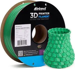 Inland 1.75mm Green PETG 3D Printer Filament, Dimensional Accuracy +/- 0.03 mm - 1kg Spool (2.2 lbs), Welcome to consult