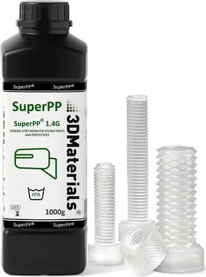 SuperPP 1000g is the Fastest Tough Clear Resin Ever (1.4GPa, 25% Elongation), 1.3 Sec (Mono 50um) Made in Korea by 3DMaterials, Welcome to consult