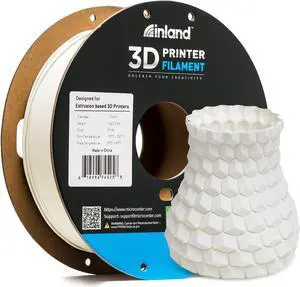 Inland Matte PLA Filament for 3D Printers, White - 3D Printing Matte PLA 1.75mm Roll, 1kg Cardboard Spool (2.2 lbs) - Dimensional Accuracy +/- 0.03mm  Fits Most FDM/FFF Printers (Matte White)