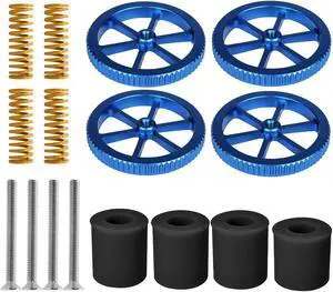 IdeaFormer Upgraded 4pcs Blue Aluminum Hand Twist Leveling Nut,4pcs 20mmSprings,4pcs Screws, 4pcs Heatbed Silicone Leveling Column Mounts for Ender 3/3 Pro/3v2 3D Printer, Welcome to consult