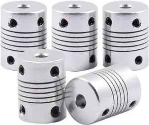 Saiper Flexible Couplings 5mm to 5mm (5pcs) Aluminum Alloy Joint Connector Compatible with NEMA 17 Stepper Motors, RepRap 3D Printer or CNC Machine, 3D Printer Accessories, Welcome to consult