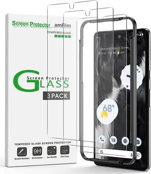 amFilm Screen Protector Compatible with Google Pixel 7 6.3" Tempered Glass, 0.26mm Thickness HD Clear, Anti-Scratch Bubbles-Free, Tempered Glass, 3 Pack