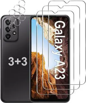 [3+3 Pack]Galaxy A23 5G Screen Protector with Camera Lens Protector, HD Tempered Glass Film, 9H Hardness, Anti Scratch, Easy Installation, Bubble Free, Screen Protector for Samsung Galaxy A23 5G/4G