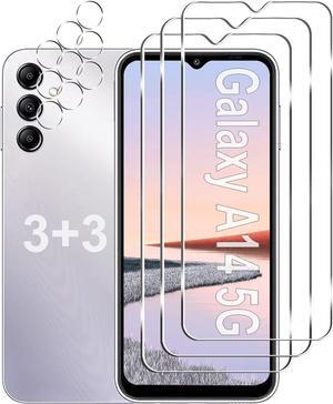 [3+3 Pack] Galaxy A14 5G Screen Protector + Camera Lens Protector, HD Tempered Glass Film, 9H Hardness, Scratch Resistant, Easy Installation, Bubble Free, Screen Protector for Samsung Galaxy A14 5G
