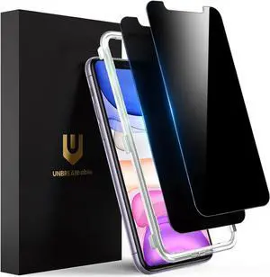 UNBREAKcable Privacy Screen Protector Shatterproof Tempered Glass [True 28°Anti Spy] [9H Hardness] [Easy Installation Frame] for iPhone 11/XR 6.1 inch - 2 Pack, Welcome to consult