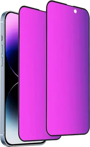 Westillux Compatible with iPhone 14 Pro Max Privacy Screen Protector Private Tempered Glass mirror Anti Bluelight colorful Film Anti-Scratch Anti-Spy Bubble free HD clear 6.7 inch 2 pack (Purple)