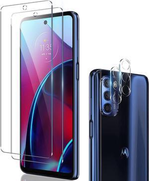 [2+2 Pack] Screen Protector for Motorola Moto G Stylus 5G (2022), 2 Pack Tempered Glass Screen Protector and 2 Pack Clear HD Camera Lens Protector Compatible with Moto G Stylus [Case Friendly]