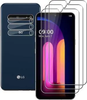 (3+3) For LG V60 ThinQ 5G / V60 ThinQ 5G UW (3 Pack) Tempered Glass Screen Protector + (3 Pack) Camera Lens Protectors Film, 9H Hardness, 2.5D, Anti Scratch, HD Clear, Welcome to consult