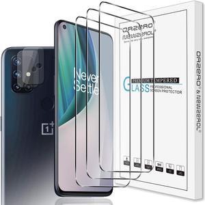Orzero (5 Pack) Compatible for OnePlus Nord N10 5G 3 Pack Tempered Glass Screen Protector+ 2 Pack Flexible Glass Camera Lens Protector, HD Bubble-Free (Lifetime Replacement), Welcome to consult