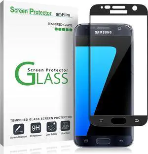 amFilm Glass Screen Protector for Galaxy S7, Tempered Glass, Dot Matrix, 3D Curved, with Black Border, Welcome to consult