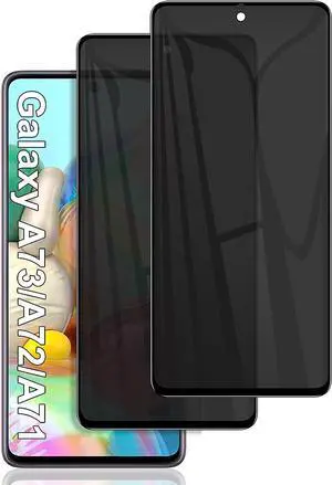 [2 Pack] for Samsung Galaxy A71 / A72 / A73 Privacy Screen Protector, Anti Spy 9H Tempered Glass for Galaxy A73 5G A71 A72 (4G/5G), Case Friendly Full Coverage Anti Scratch Bubble Free Easy Install