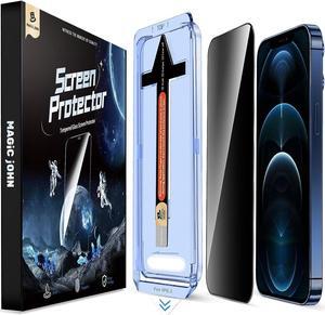 MAGIC JOHN 2 Pack for iPhone 12/12 Pro 6.1 inch Privacy Glass Screen Protector, Auto Dust-Elimination Installation, Bubble Free, Easy Installation, Welcome to consult