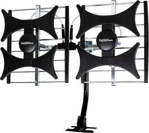 [Newest 2021] Five Star Multi-Directional 4V HDTV Amplified Antenna - up to 200 Mile Range, UHF/VHF, Indoor, Attic, Outdoor, 4K Ready 1080P FM Radio w/ 40ft RG6 coaxial Cable, Mounting Pole