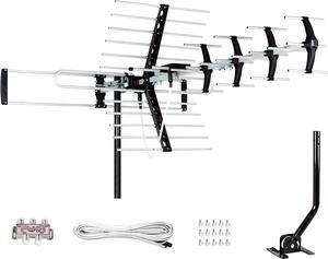 [Newest 2023] Five Star Outdoor HDTV Antenna up to 200 Mile Long Range, Attic or Roof Mount TV Antenna, Long Range Digital OTA Antenna for 4K 1080P VHF UHF Supports 4 TVs Installation Kit & J Mount