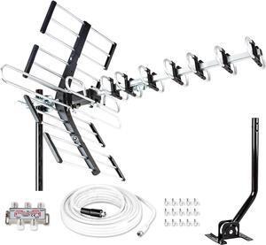 [Newest 2021] Five Star Outdoor HDTV Antenna up to 200 Mile Long Range, Attic or Roof Mount TV Antenna, Long Range Digital OTA Antenna for 4K 1080P VHF UHF Supports 4 TVs Installation Kit & J Mount