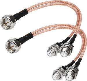 F-Type RG6 Splitter Coax Cable, 2 Pack 75Ohm TV Antenna 3 Way Splitter Combiner RFAdapter F Male to F Dual Female RG316 Coaxial Cable 6inch, Welcome to consult