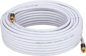 Cables Direct Online 25ft White Quad Shield RG6 Coaxial Cable, F-Type and BNC Extension Cord for Satellite Dish, Cable TV, Antenna  3GHz Digital HD Coax Wire with Weatherproof Connectors