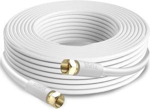 Postta Coaxial Cable(30 Feet) Triple Shielded Digital RG6 Antenna Cable with F-Male Connector Pin-White, Welcome to consult