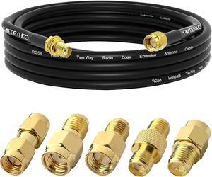 YOTENKO SMA Antenna Extension Cable 16.4Ft + 5PCS SMA RF Coax Connector Kit,SMA Male to SMA Female RG58 Coaxial Cable Low-Loss for 3G 4G LTE Router ADS-B SDR USB Dongle Receiver Antenna Extension Wire