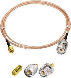 Superbat SMA Male to SO239 RF Coaxial Coax Cable 20inches + 3pcs Adapter Kit, SMA to UHF Cable + SMA to SO239/PL259 Adapter Kit for RF Applications/CB Radio/Handheld Radio Antenna/Walkie Talkie etc