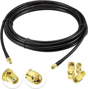 Superbat SMA Male to SMA Female Bulkhead RF Coaxial Cable RG8X Cable 15ft + 3pcs RF Coax SMA Adapter Kit for SDR Antenna Ham Radio,3G 4G LTE Antenna,ADS-B,GPS etc.