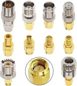 Kaunosta SMA Connector Kit SMA Male Plug to UHF Connector N Female Type TNC BNC MCX SMB Female Jack F Female TV RF Coax Adapter Antenna Ham Radio Converter for Extender Pack of 10, Welcome to consult
