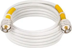 MOOKEERF CB Coax Cable,CB Antenna Cable,PVC White Marine Antenna Cable 10ft RG8x Coaxial Cable UHF PL259 Male to Male Low Loss,50 Ohm for CB Radio,Ham Radio,Antenna Analyzer, Dummy Load and SWR Meter