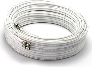 25 Feet, White - Dual RG6 Coaxial Cable with 18 AWG Copper Ground Wire - RG6 Siamese Cable - 25 ft Twin Coax Cable - Use with Satellite, Cable TV, and HD Antennas - 25 Foot (7.5 Meter), White