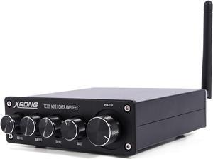 XRONG Subwoofer Amplifier Home Audio, Bluetooth Amplifier 5.0 Stereo,2.1 Channel Mini Hi-Fi Class D Integrated Amp 80 Watt x2+80 Watt for Home Outdoor Passive Speakers,Powered Subwoofer
