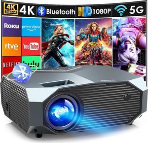 4K Projector with WiFi and Bluetooth, 20000L Native 1080P Outdoor Portable Movie Projector, Smart Video Projector, 50% Zoom/400" Display, Compatible with HDMI/USB/PC/TV/PS5/DVD/Android/iOS