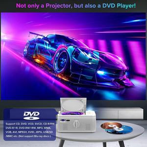 BIGASUO HD 9000L Bluetooth Projector Built in DVD Player, Mini Projector 1080P and 250Supported with Tripod/ Carry Bag, Projector Compatible w/ TV Stick, PS5, Laptop, Portable Outdoor Movie Projector