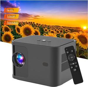 WiFi Projector Laptop Outdoor Projector PC Native 1080P 300ANSI 30-150 Picture Mini Portable Projector ElectricFocus Compatible with Android,iOS, TV Stick,iPhone ,PS5,PC,Laptop,Tablet -H89