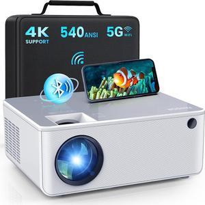 FANGOR 5G WiFi Bluetooth Projector - 540 ANSI Native 1080P HD Outdoor Movie Projector 4K Support, Portable Home Theater Video Projector with Zoom & HiFi Speaker, Compatible with TV Stick/Phone/PC/USB