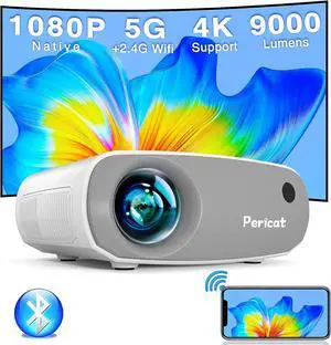 Projector with WiFi and Bluetooth, 5G WiFi Mini Projector, Native1080P Portable Outdoor Projector with Remote Control, 9000Lux Movie Projector Compatible with Smartphone/TV Stick/PS4/Laptop/Switch Projector with WiFi and Bluetooth, 5G WiFi Mini Projector, Native1080P Portable Outdoor Projector with Remote Control, 9000Lux Movie Projector Compatible with Smartphone/TV Stick/PS4/Laptop/Switch