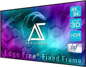 Akia Screens 125 inch Edge Free Fixed Frame Projector Screen 125" Diagonal 16:9 8K 4K Ultra HD 3D Ready CINEWHITE UHD-B Black Projection Screen for Indoor Movie Video Home Theater AK-NB125H