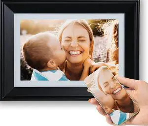 PhotoSpring 10in WiFi Digital Picture Frame, Email Family Photos to The Frame, or by App, Web. Easy Touchscreen Setup, 1280x800 Display, Plays Videos, Black, Welcome to consult