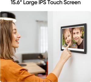 ARZOPA Digital Picture Frame 15.6" Smart WiFi IPS Touch Screen Up to 128GB Electronic Photo FRAMEO Wall Mountable Easy Setup to Share Photos Videos Instantly, Welcome to consult