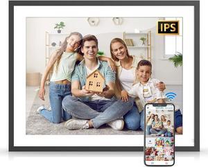 Large Digital Picture Frame 17-inch Digital Photo Frame - Wall Mounted WiFi Smart Frames, Remote Control, Auto-Rotate, Motion Sensor, Share Photos and Videos via Email or App, Unlimited Cloud Storage