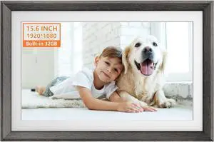 FRAMEO 15.6 Inch 32GB WiFi Digital Photo Frame 1920 * 1080 IPS FHD Touch Screen Smart Digital Picture Frame, Wall Mountable, Auto-Rotate, Share Moments Instantly via Frameo App from Anywhere