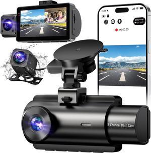 Dash Cam, 3 Channel Dash Cam Built in WiFi GPS, 2K+1080P Dash Camera Front and Inside, 1080P+1080P+1080P Triple Dash Cam Front and Rear Inside with 32GB SD Card, G-Sensor, 24Hr Parking, Loop Recording