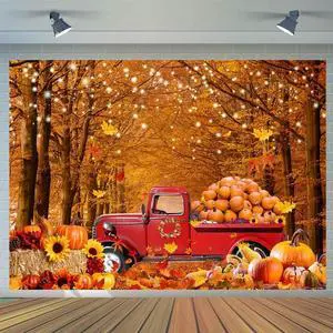 CYLYH 8x6ft Fall Photography Backdrop Autumn Maple Forest Leaves Car Pumpkin Friendsgiving Background Thanksgiving Party Supplies Farm Harvest Event Banner, Welcome to consult