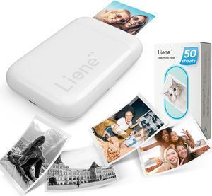 Liene 2x3 Photo Printer, Mini Instant Portable Color Photo Printer Bundle w/ 50 Zink Adhesive Paper, Bluetooth 5.0, Compatible w/iOS & Android, Small Picture Printer for iPhone, Smartphone, White
