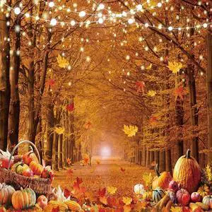 CYLYH 8x8ft Fall Photography Backdrop Autumn Maple Forest Leaves Pumpkin Party Background Thanksgiving Party Supplies Farm Harvest Event Banner Thanksgiving Photo Booth Props CY579, Welcome to consult