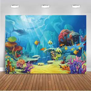 CHAIYA Under The Sea Backdrop Ocean Little Mermaid Backdrop Background for Under The Sea Theme Baby Shower Photo Booth Banner Party Cake Table Decoration 10x8ft 109, Welcome to consult