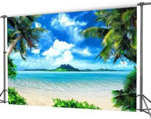 CYLYH 8x6ft Summer Beach Ball Tropical Coconut Palm Tree Hawaii Photo Backdrop Luau Party Banner Kids Birthday Baby Shower Photo Booth Props Wedding Photography Background D429, Welcome to consult