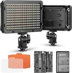Neewer Dimmable 176 LED Video Light with 2-Pack 2600mAh Li-ion Battery and Dual USB Battery Charger Lighting Kit for Canon, Nikon and Other Digital SLR Cameras for Photo Studio Video Shooting