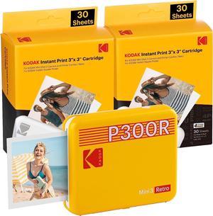 KODAK Mini 3 Retro 4PASS Portable Photo Printer (3x3 inches) + 68 Sheets Bundle, Yellow, Welcome to consult
