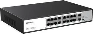 Real HD 16 Port PoE Switch, 16 PoE+ 100Mbps Ports with 2 Gigabit Uplink Ethernet Ports, Unmanaged Plug and Play, Each Port Up to 30W, High Power 300W, 803.af/at Compliant, Rack Mount